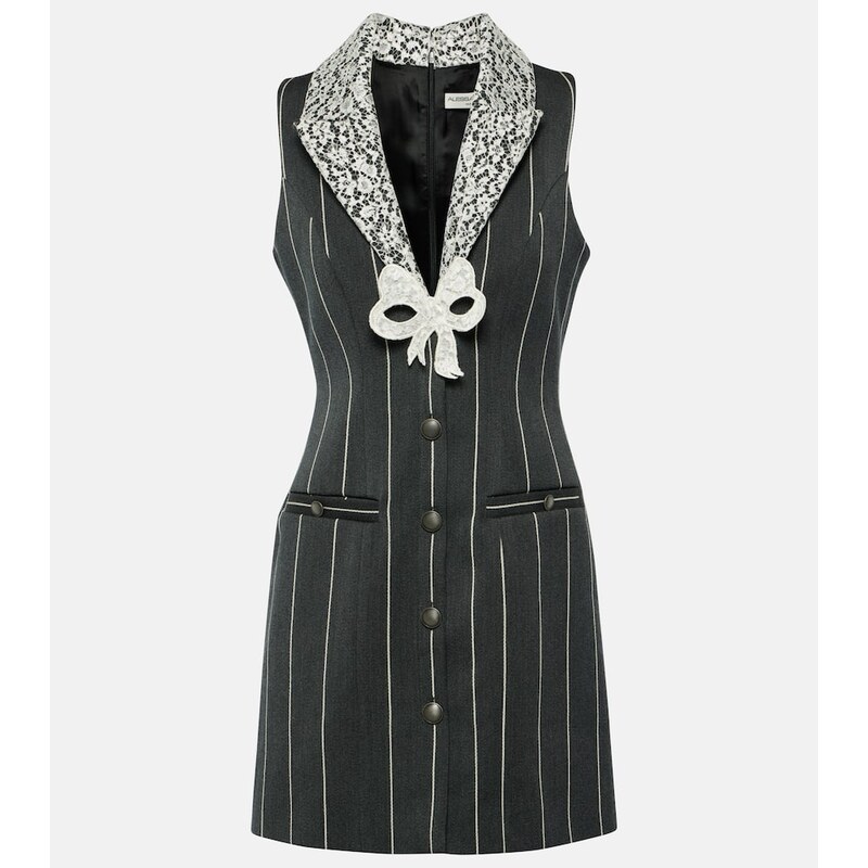 Alessandra Rich Pinstripe wool-blend minidress