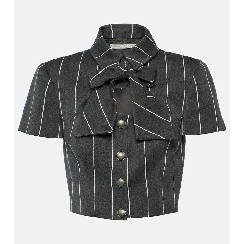 Alessandra Rich Pinstripe cropped wool-blend jacket