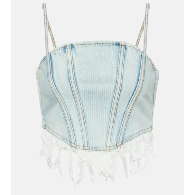Alessandra Rich Distressed denim bustier