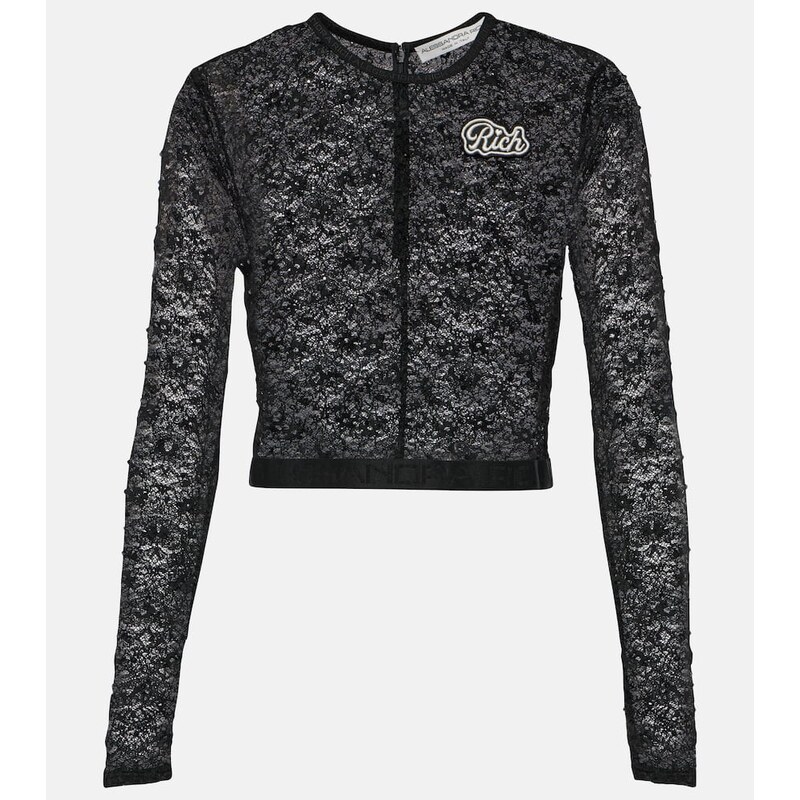 Alessandra Rich Embellished logo crop top