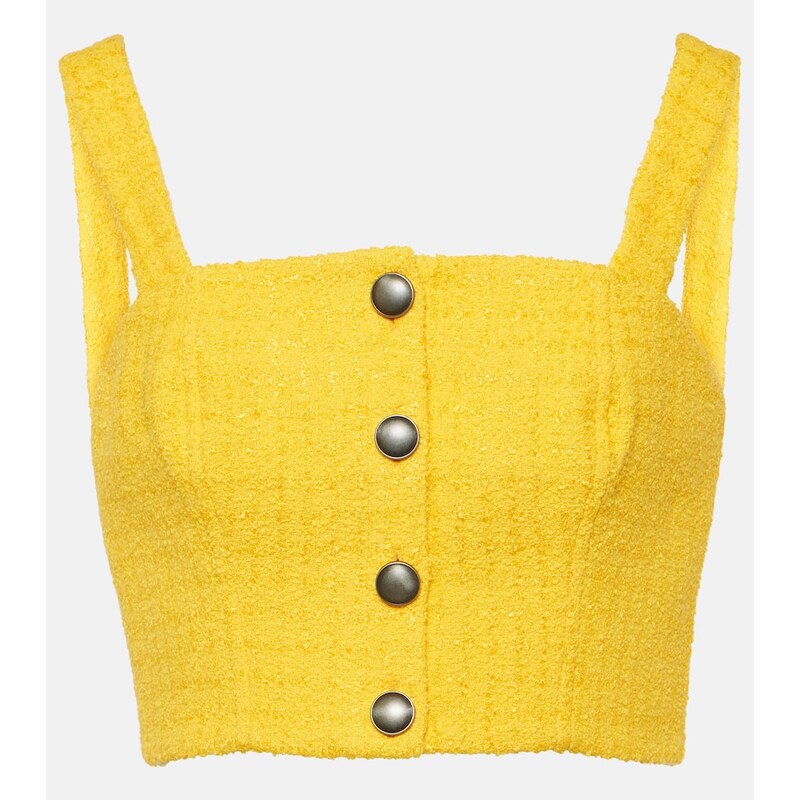 Alessandra Rich Embellished tweed crop top