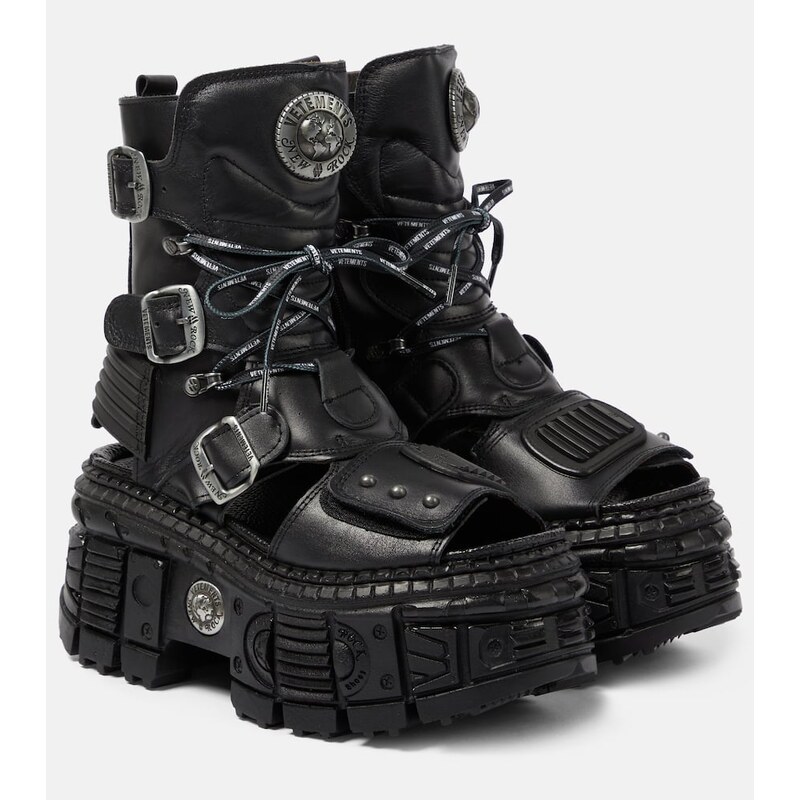 Kůžové platformové boty Vetements pro ženy, černá barva