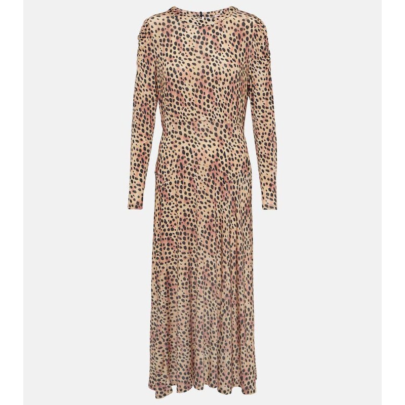 Rixo Cerise leopard-print midi dress