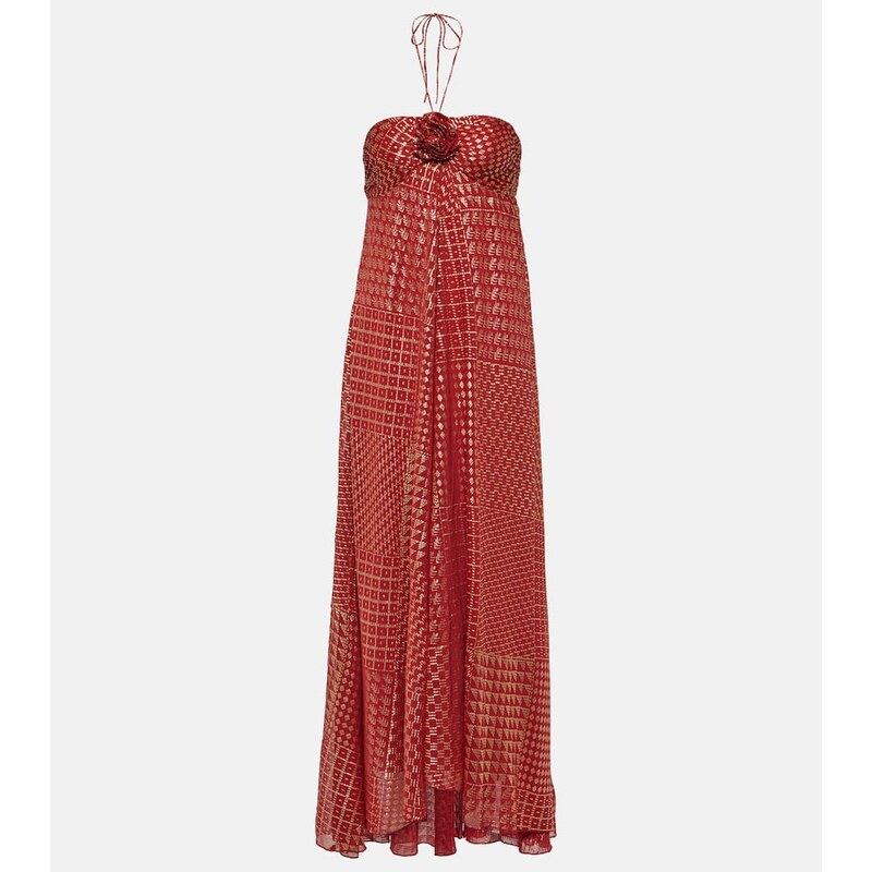Rixo Samira printed halterneck gown