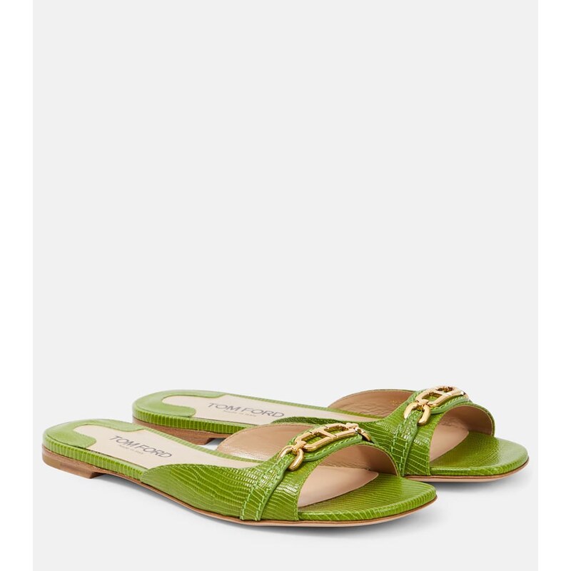 Tom Ford Whitney snake-effect leather slides