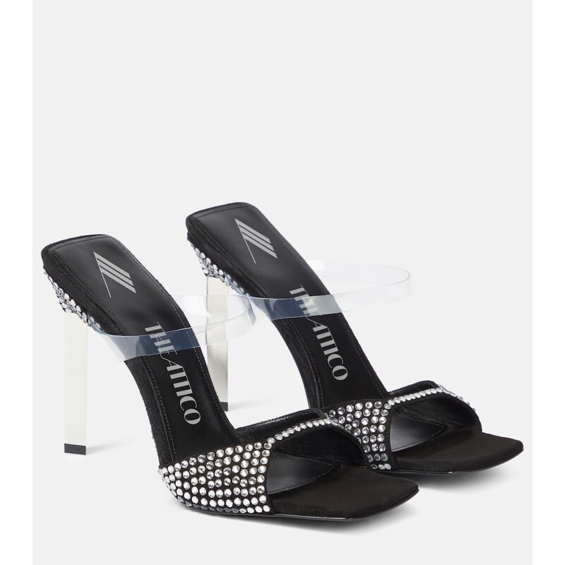 The Attico Adele embellished suede and PVC sandals
