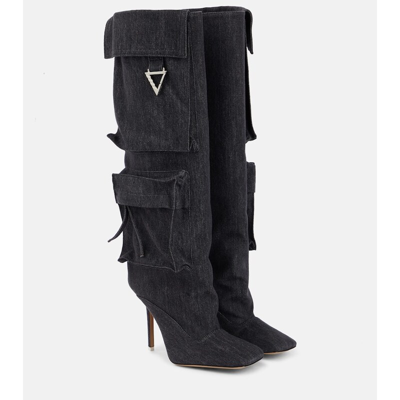 The Attico Sienna denim knee-high boots