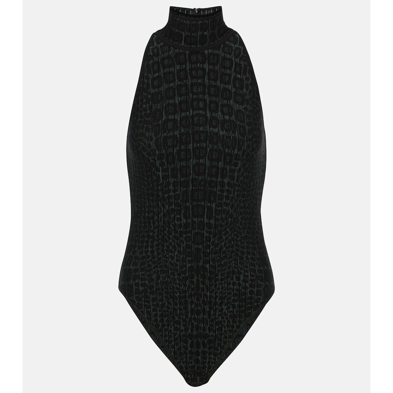 Alaïa Croc-effect halterneck bodysuit