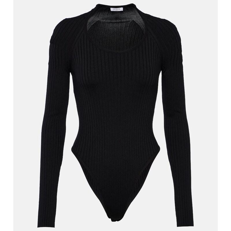 Dětský ribbed-knit bodysuit v černé barvě