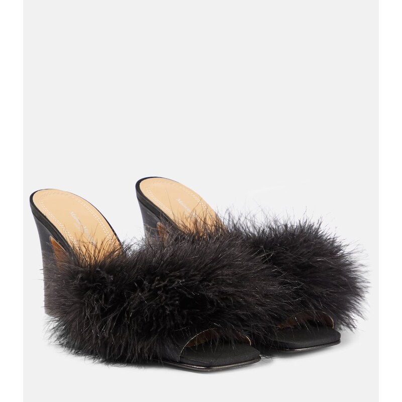 Maison Margiela Feather-embellished mules