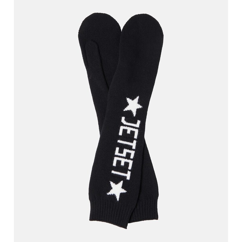 Jet Set Logo virgin wool mittens