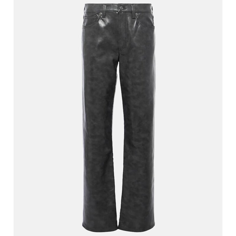 Agolde Sloane mid-rise leather straight pants