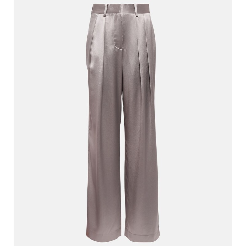 Staud Luisa pleated high-rise satin pants