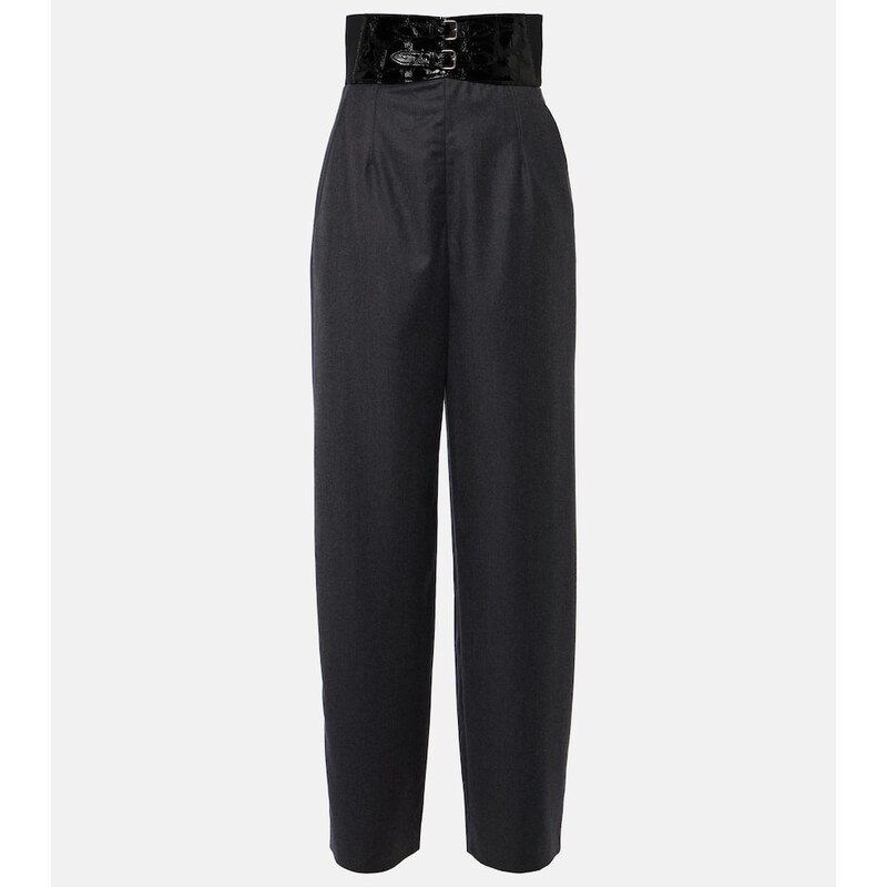 Alaïa High-rise virgin wool straight pants