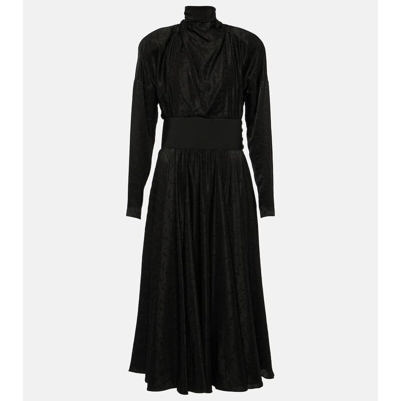 Alaïa Tie-neck silk-blend midi dress