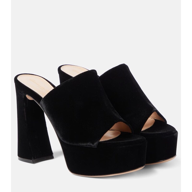 Gianvito Rossi Holly velvet platform mules