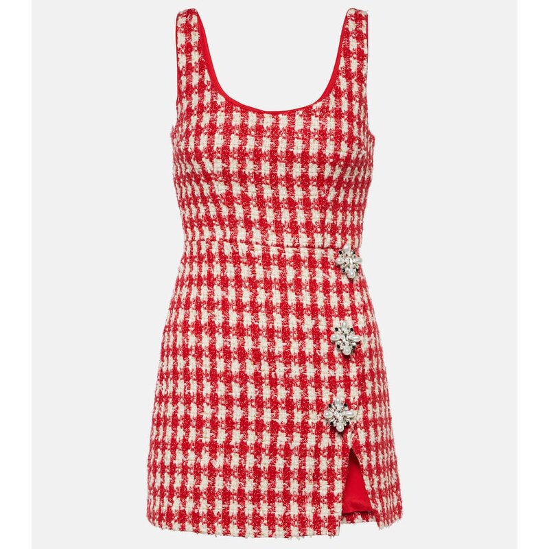 Self-Portrait Checked bouclÃ minidress