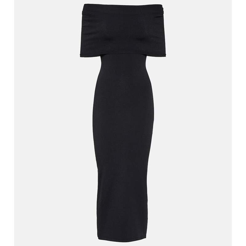Wardrobe.NYC Off-shoulder ribbed-knit midi dress