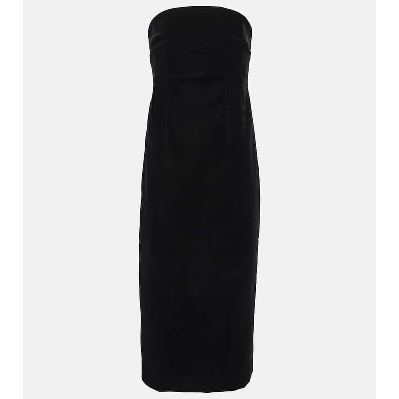 Wardrobe.NYC Strapless velvet midi dress