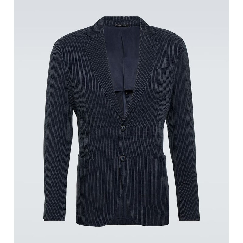 Mužský pinstripe blejzer barvy Night Sky od Giorgio Armani
