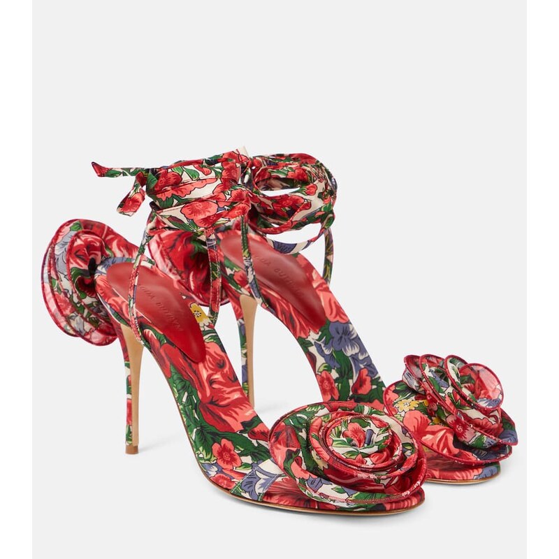 Magda Butrym Floral-appliquÃ satin slingback sandals