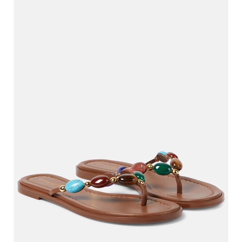 Gianvito Rossi Shanti embellished leather thong sandals