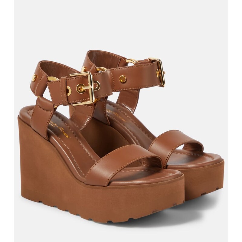 Gianvito Rossi Leather platform wedge sandals