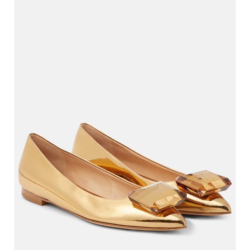 Gianvito Rossi Jaipur embellished leather ballet flats