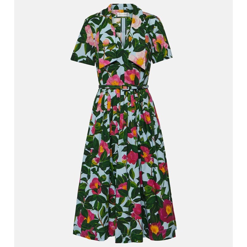 Oscar de la Renta Floral cotton poplin midi dress