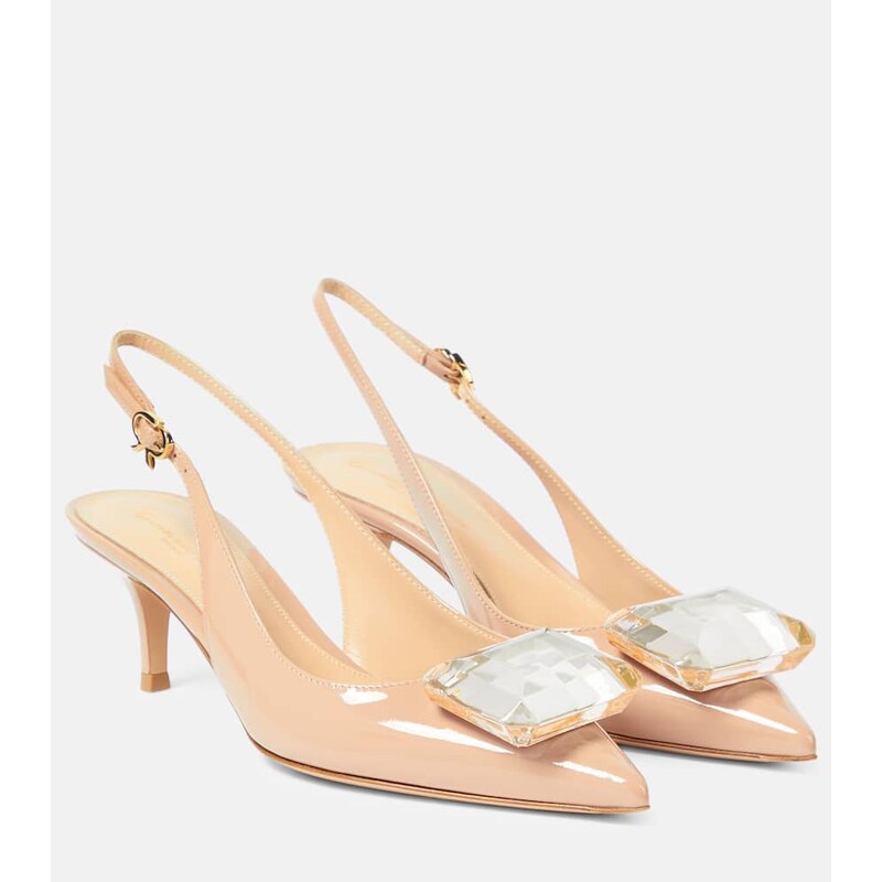 Gianvito Rossi Jaipur 55 patent leather slingback pumps