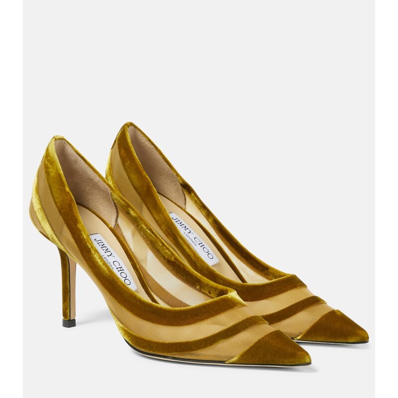 Jimmy Choo Love 85 velvet-trimmed pumps