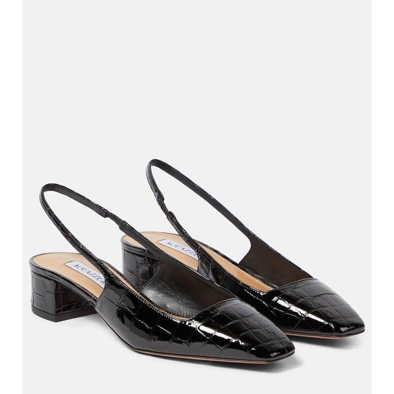 Aquazzura Ginza 35 patent leather slingback pumps