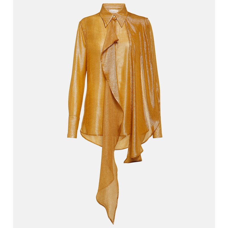 Victoria Beckham Draped tie-neck lamÃ blouse