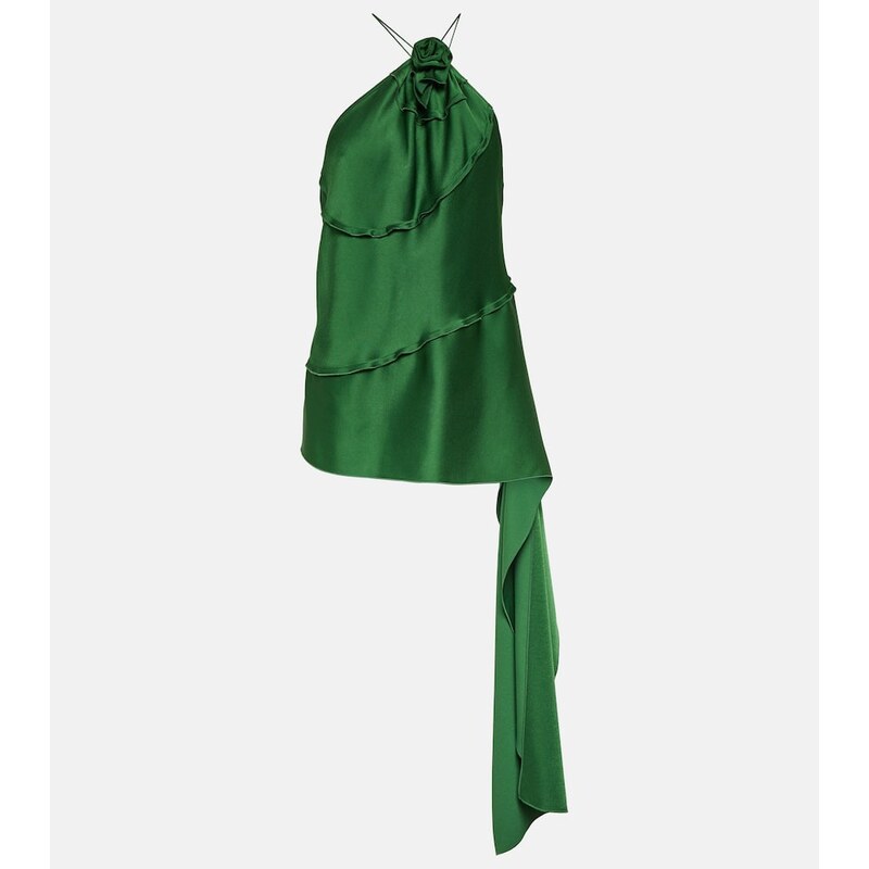 Victoria Beckham Floral-appliquÃ draped satin top