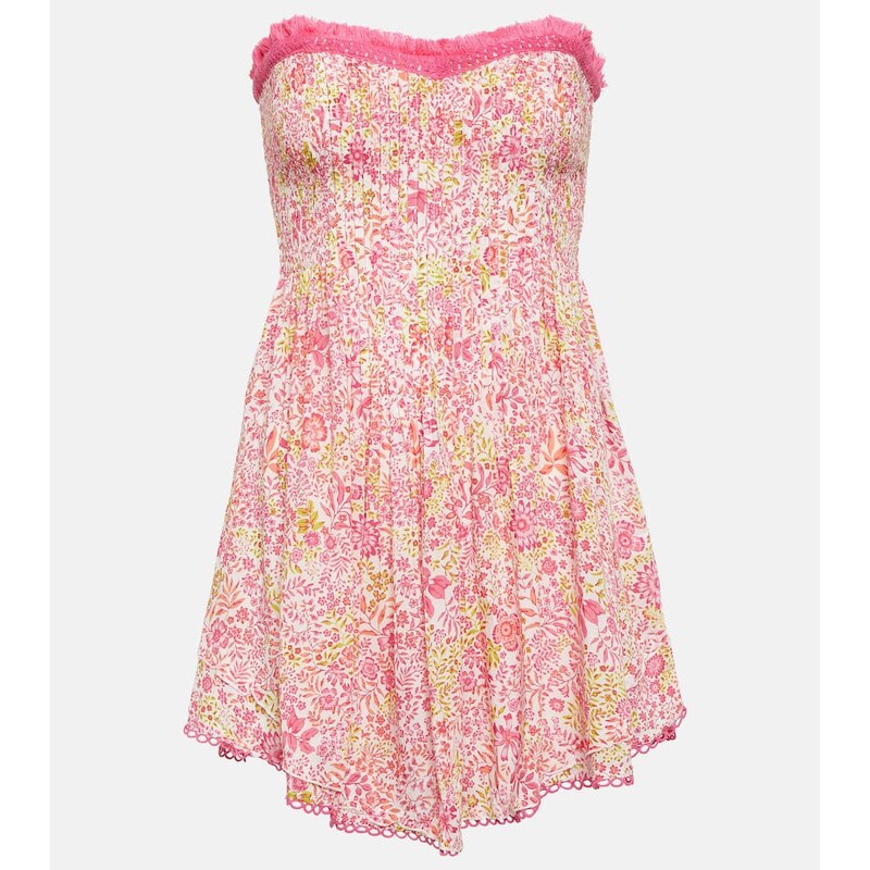 Poupette St Barth Claire floral strapless minidress