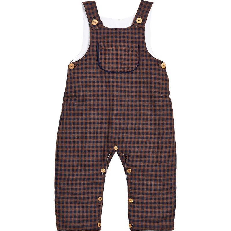 La Coqueta Baby Coroza checked cotton overalls