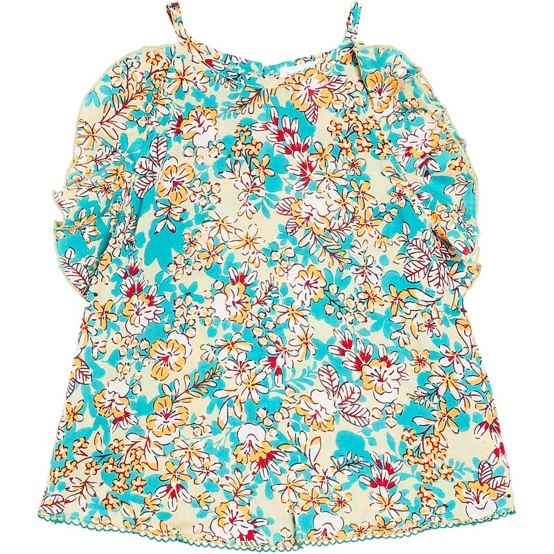 Poupette St Barth Kids Alida floral ruffled top