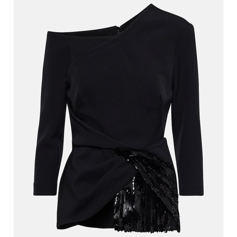 Safiyaa Juah sequined asymmetric crÃªpe top