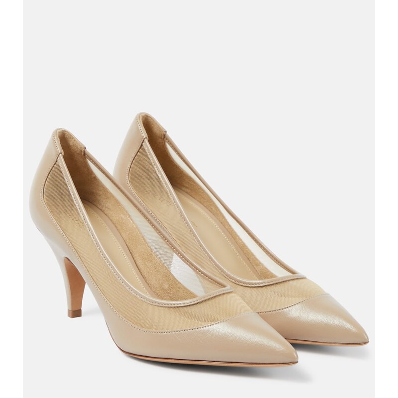 Khaite River leather and mesh pumps