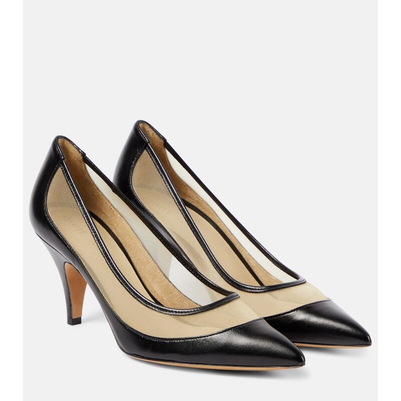 Khaite River leather and mesh pumps