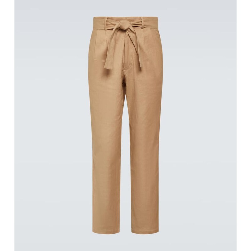 Commas High-rise linen and cotton straight pants