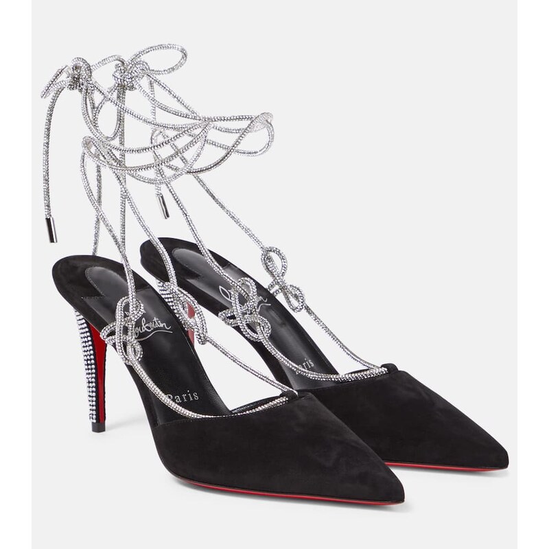 Christian Louboutin Astrid Lace Strassita 85 suede pumps
