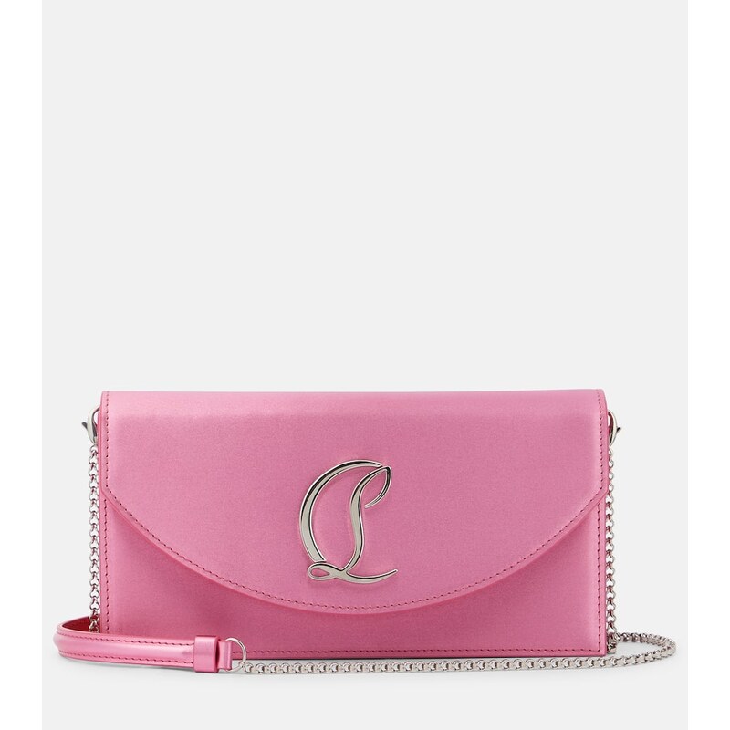 Christian Louboutin Loubi54 Small leather-trimmed silk clutch