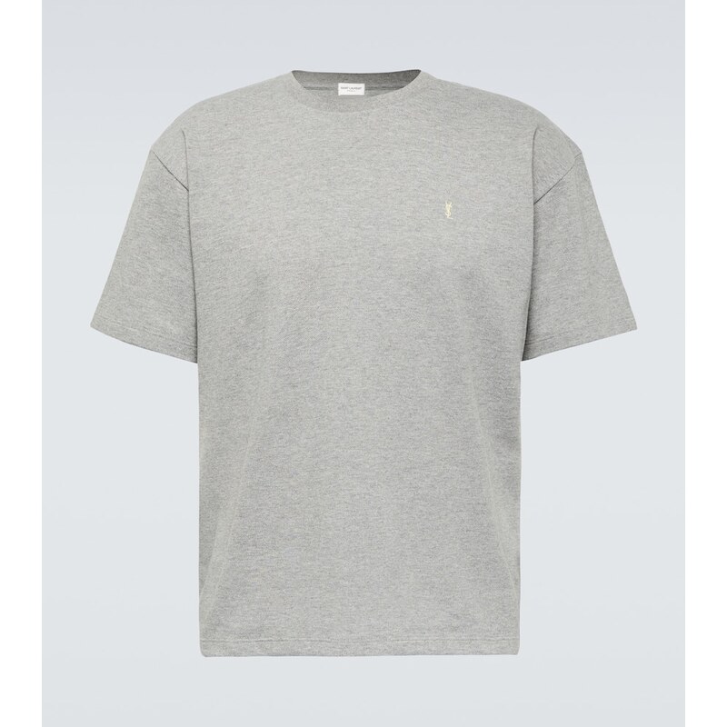 Saint Laurent Cassandre cotton-blend piquÃ T-shirt