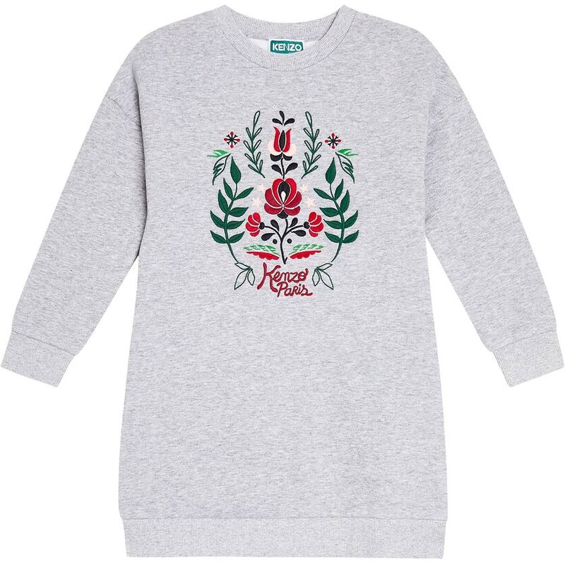 Kenzo Kids Embroidered cotton jersey sweatshirt dress