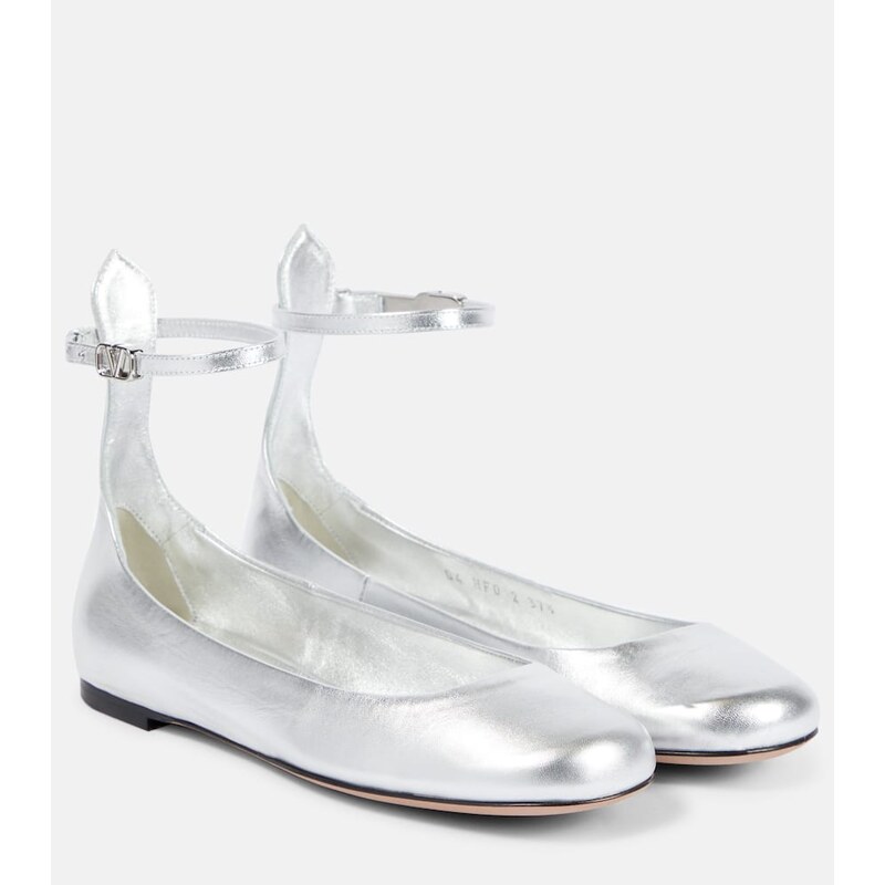 Valentino Garavani Tan-Go metallic leather ballet flats