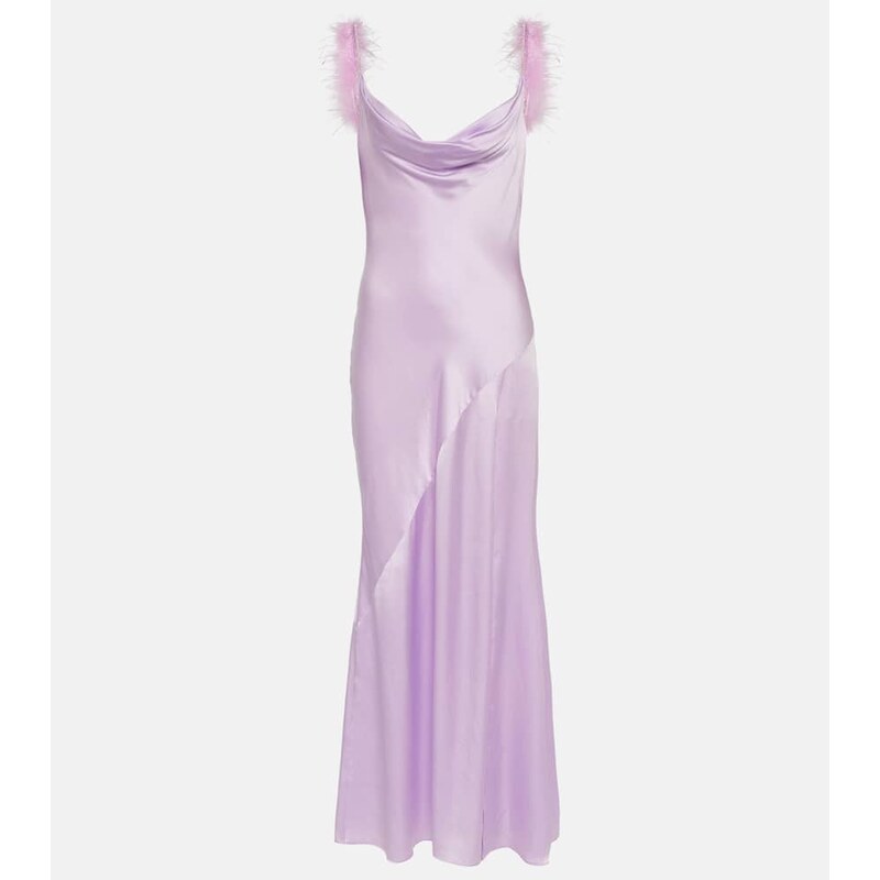 Self-Portrait Feather-trimmed silk gown