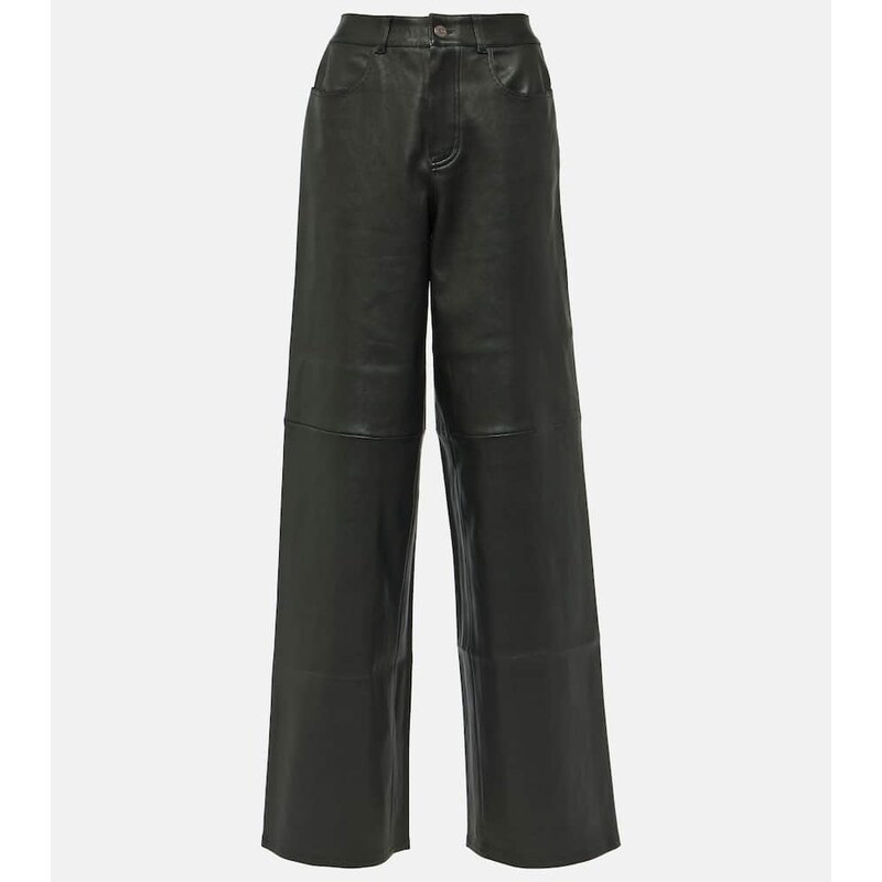 Stouls High-rise leather wide-leg pants
