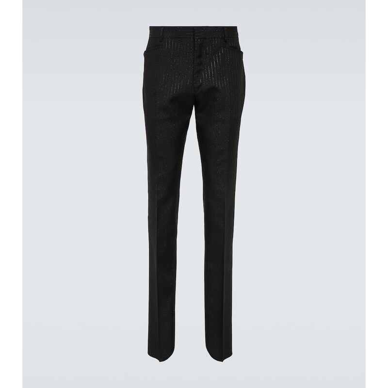 Tom Ford Atticus striped mohair-blend jacquard slim pants