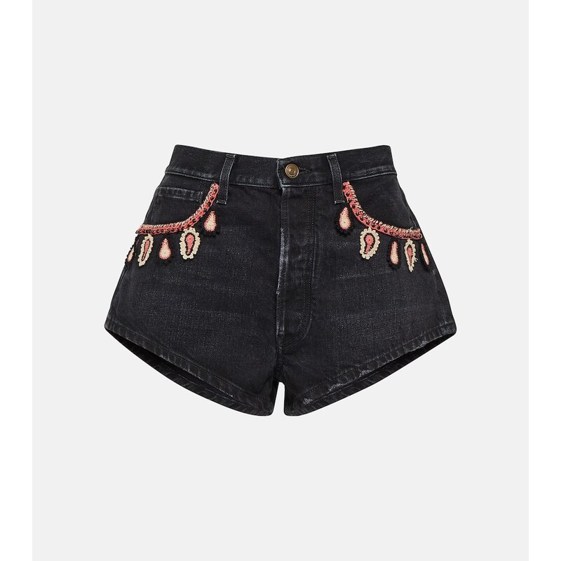 Alanui Embroidered denim shorts